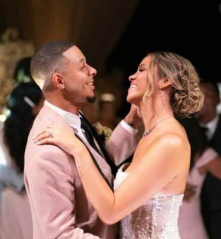 Callie Rivers and Seth Curry on their wedding day.